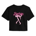 thumbnail image 1 of Barbie - Logo Coquette Bow - Juniors Cropped Short Sleeve Graphic T-Shirt, 1 of 4