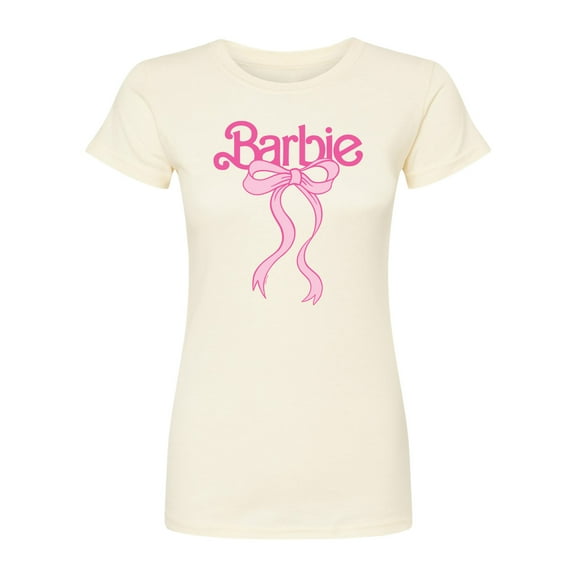 Barbie - Logo Coquette Bow - Juniors Fitted Short Sleeve Graohic T-Shirt