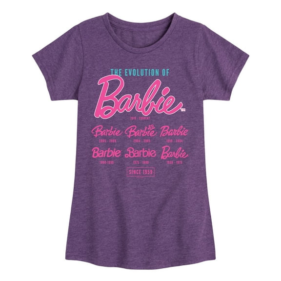 Barbie - Logo Evolution - Girls Fitted Short Sleeve Graphic T-Shirt