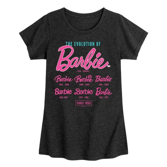 Barbie - Logo Evolution - Girls Fitted Short Sleeve Graphic T-Shirt
