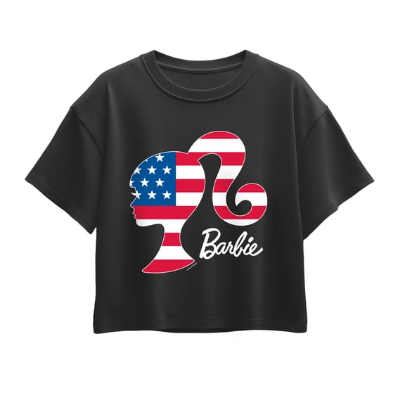 Barbie - Logo Flag Fill - Youth Girls Boxy T-Shirt