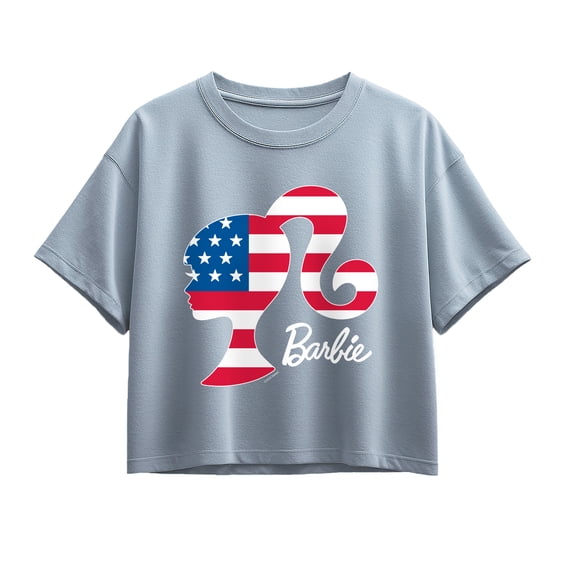 Barbie - Logo Flag Fill - Youth Girls Boxy T-Shirt