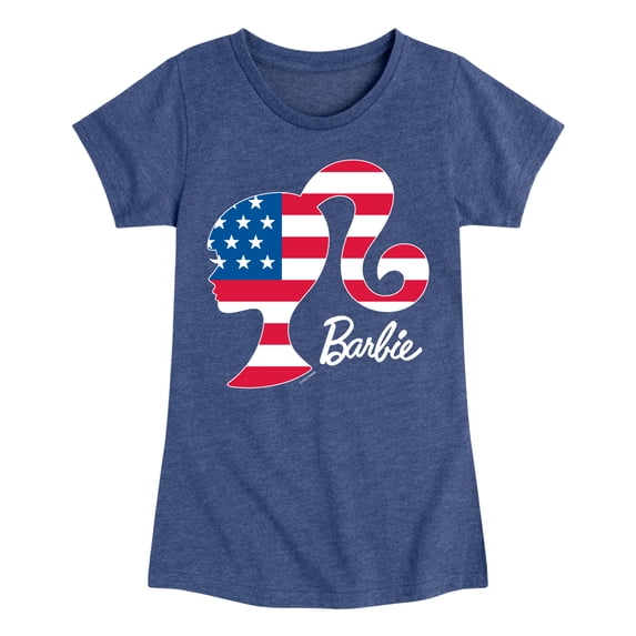Barbie - Logo Flag Fill - Youth Girls Fitted Short Sleeve T-Shirt