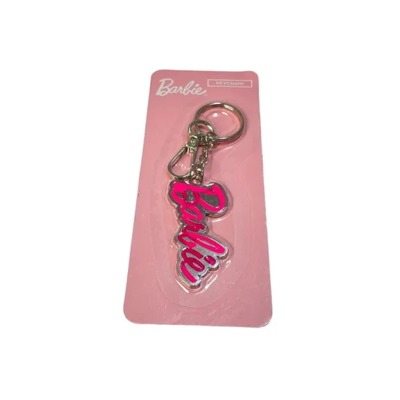 Barbie Logo Keychain Official Mattel Licensed Pink Script Design