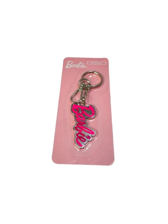Logo Keychain Official Mattel Licensed Pink Script Design