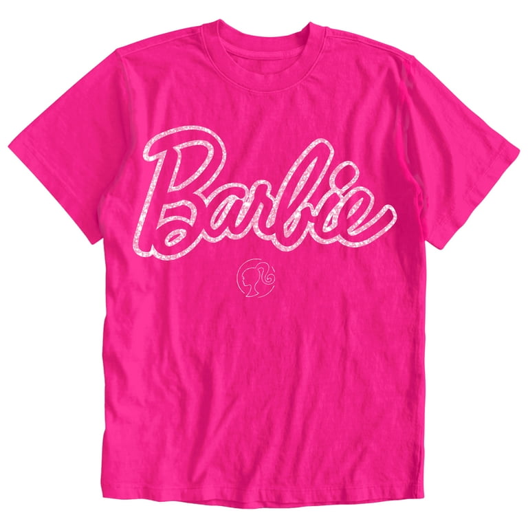 Barbie Logo Kids Short Sleeve T-Shirt (Dark Pink, S-XXL) 