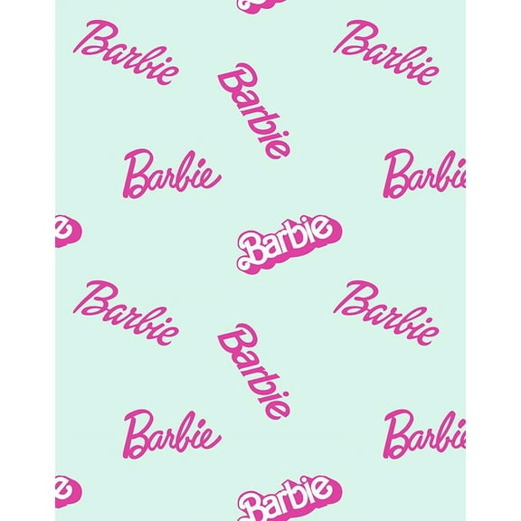 Barbie Logo Mix Removable Vinyl Wallpaper, Robin's Egg