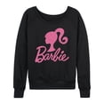 thumbnail image 1 of Barbie - Logo Pink Glitter - Women's Lightweight French Terry Long Sleeve Shirt, 1 of 5