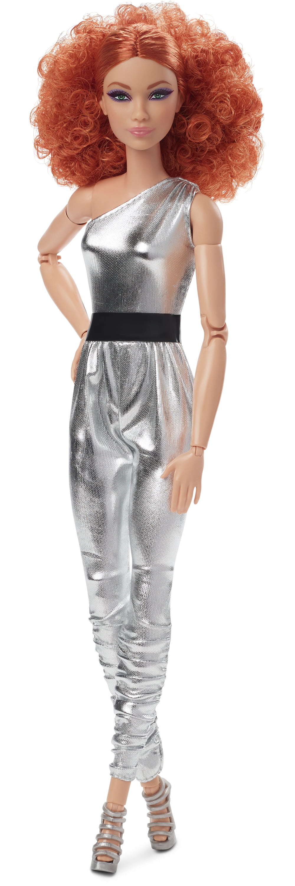 Barbie Looks Collectible Fashion Doll, Posable with Curly Red Hair &  Metallic Jumpsuit 