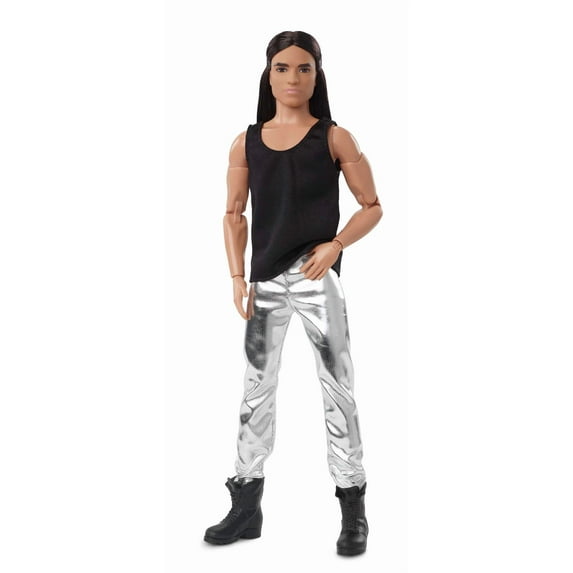 Barbie Looks Collectible Ken Doll with Long Brown Hair & Metallic Silvery Pants