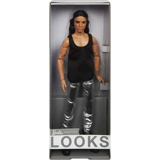 Barbie Looks Collectible Ken Doll with Long Brown Hair & Metallic Silvery Pants