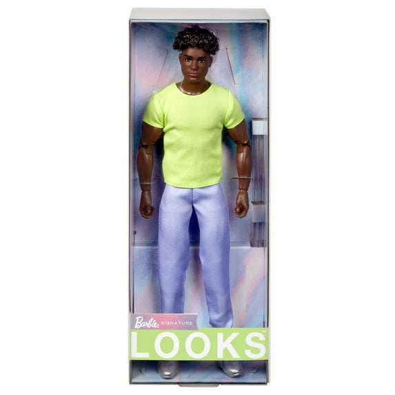 Barbie Looks No. 25 Collectible Ken Doll with Curly Black Hair and Colorful Y2K Fashion