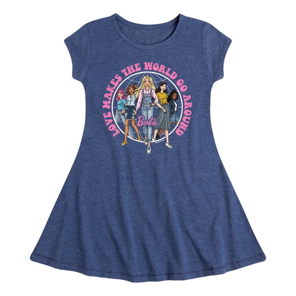 Barbie - Love Makes the World Go Around - Toddler And Youth Girls Fit And Flare Dress