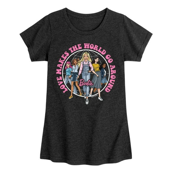 Barbie - Love Makes the World Go Around - Toddler And Youth Girls Raglan Graphic T-Shirt