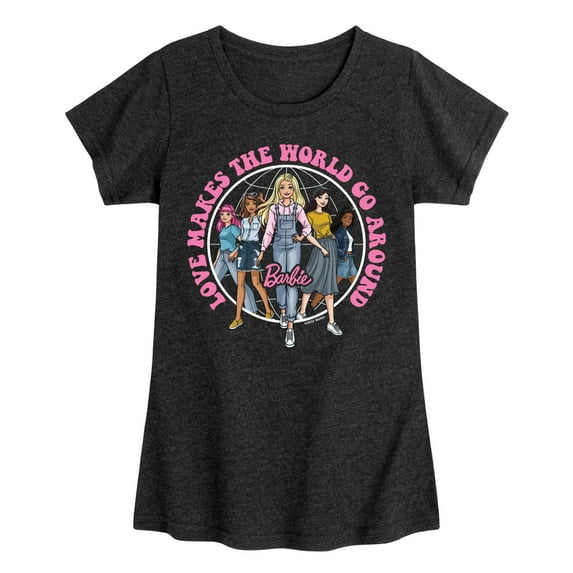 Barbie - Love Makes the World Go Around - Toddler And Youth Girls Raglan Graphic T-Shirt