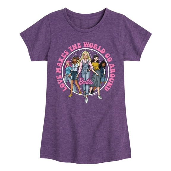 Barbie - Love Makes the World Go Around - Toddler And Youth Girls Raglan Graphic T-Shirt