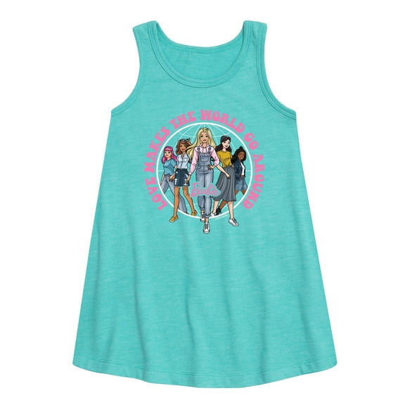 Barbie - Love Makes the World Go Around - Toddler and Youth Girls A-line Dress