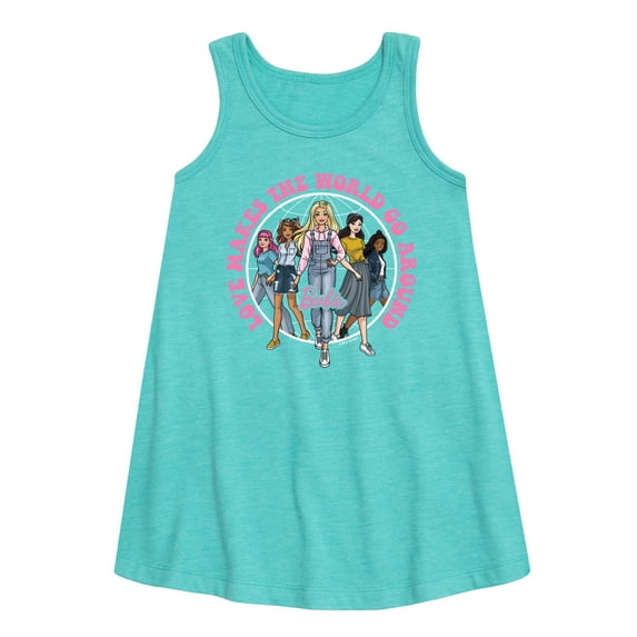 Barbie - Love Makes the World Go Around - Toddler and Youth Girls A-line Dress