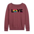 thumbnail image 1 of Barbie - Love - Rainbow Heart - Women's Lightweight French Terry Long Sleeve Shirt, 1 of 4