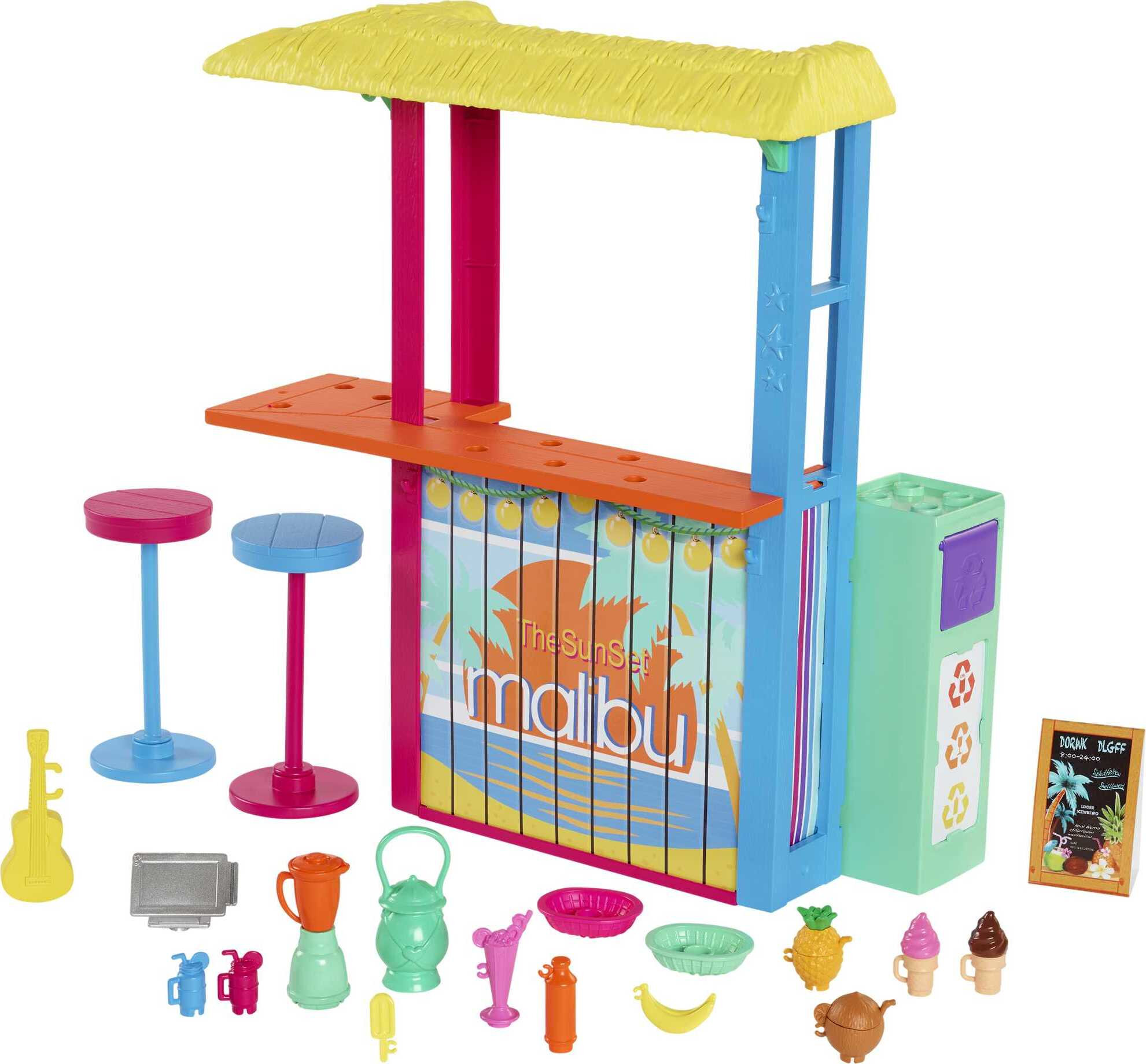 Barbie Loves The Ocean Beach Shack Doll Playset with 18+ Accessories, Made From Recycled Plastics - image 1 of 6