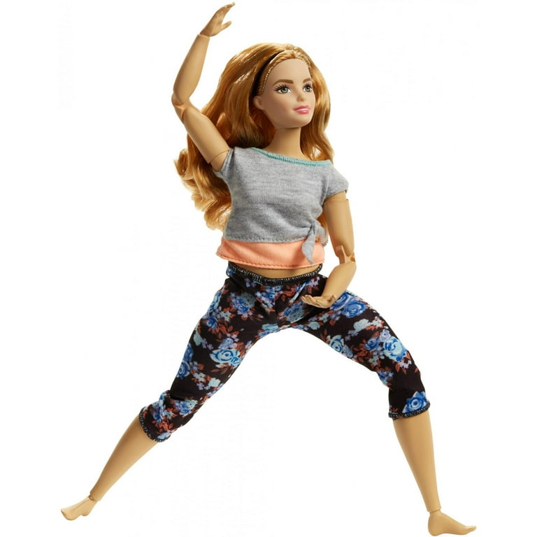 Barbie Made To Move Doll, Red Hair, with Blue Floral Yoga Pants