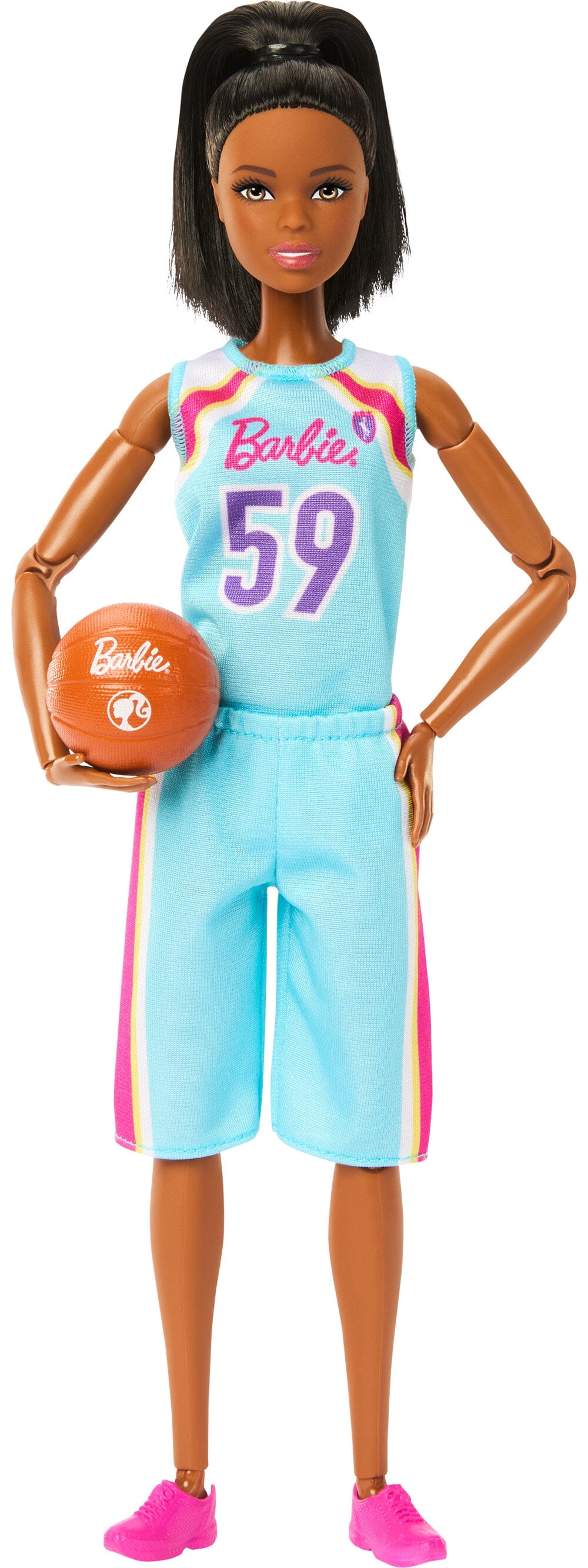 Barbie Made to Move Basketball Player Doll & Accessories, Brunette Doll Wearing Uniform with Ball Barbie Made to Move Basketball Player Doll & Accessories, Brunette Doll Wearing Uniform with Ball