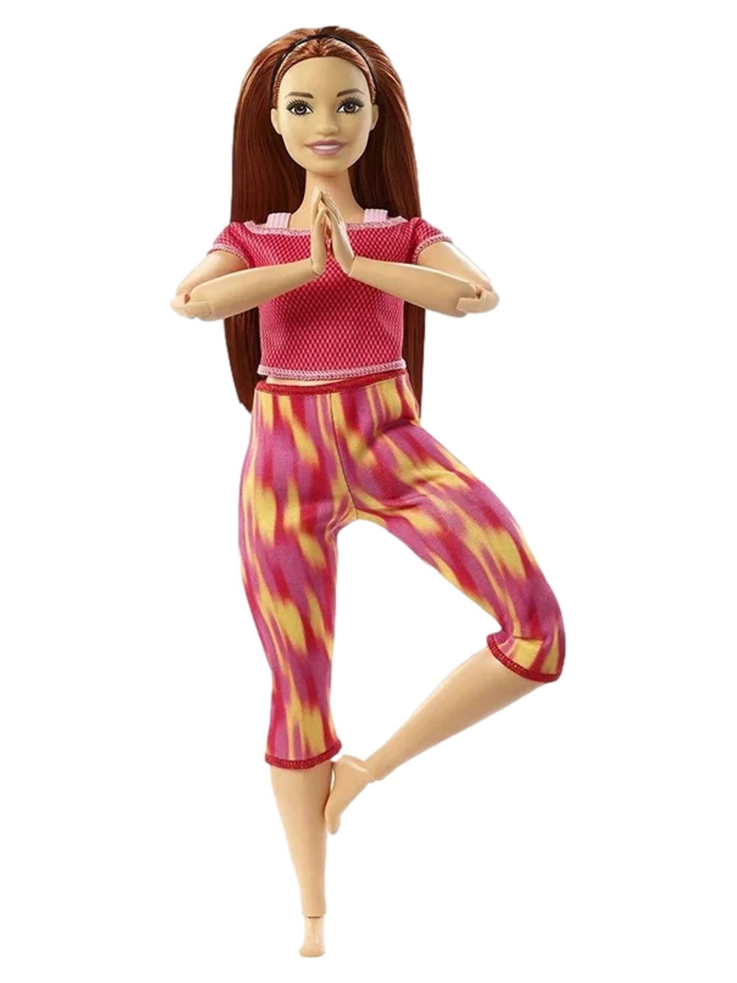 Barbie Made to Move Dolls with 22 Joints and Yoga Clothes, Floral, Pleach