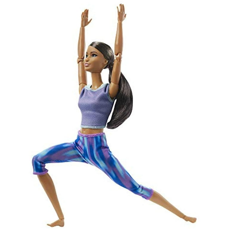 Barbie Made to Move Doll with 22 Joints, Dark Hair, Floral Yoga Pants and  Gray Top