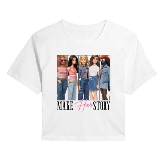 Barbie - Make Herstory Barbie - Juniors Cropped Graphic T-Shirt