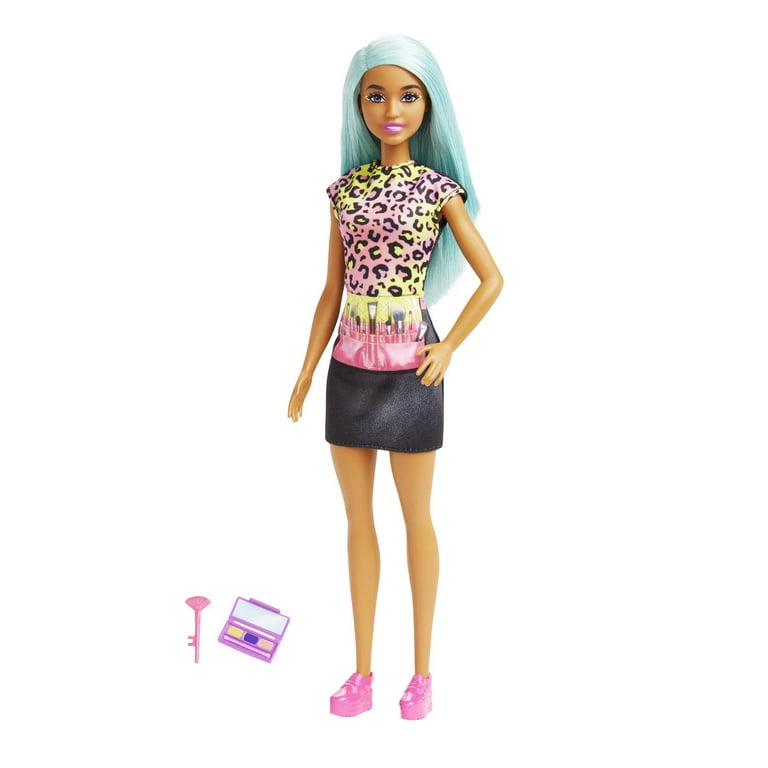 Barbie Makeup Artist Doll with Teal Hair and Career Themed Accessories Like Palette and Brush