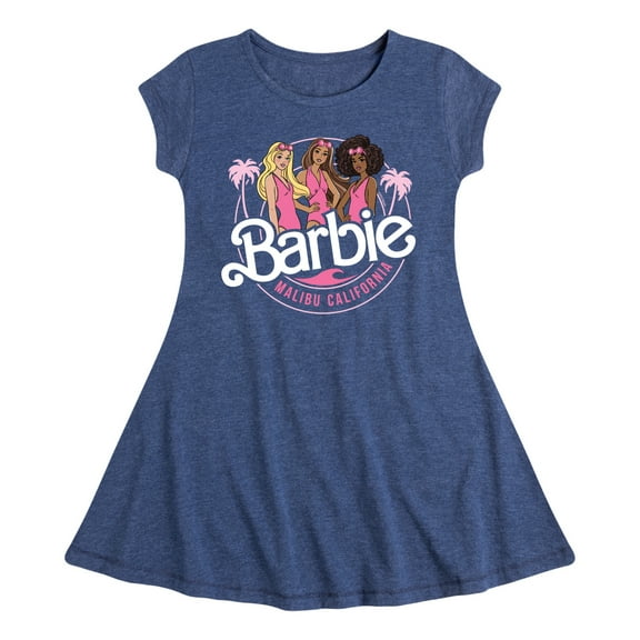 Barbie - Malibu California - Pink Matching Friends - Toddler And Youth Girls Fit And Flare Dress