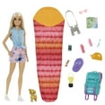 thumbnail interactive-video image 1 of Barbie Malibu Doll & 10+ Accessories, Camping-Theme Set with Puppy, Sleeping Bag & More, 1 of 9
