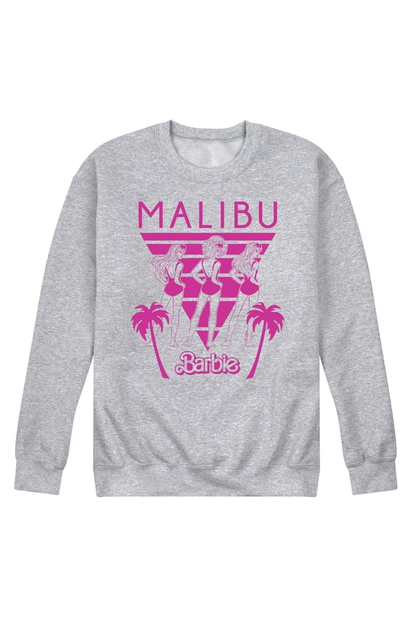 - Malibu - Retro Palm Trees & Bathing Suits - Men's Crew Neck Fleece Pullover