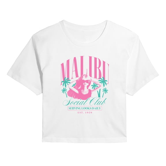 Barbie - Malibu Social Club - Juniors Cropped Short Sleeve Graphic T-Shirt