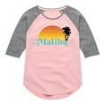 thumbnail image 1 of Barbie - Malibu Sunset with Palm Trees - Toddler And Youth Girls Raglan Graphic T-Shirt, 1 of 3