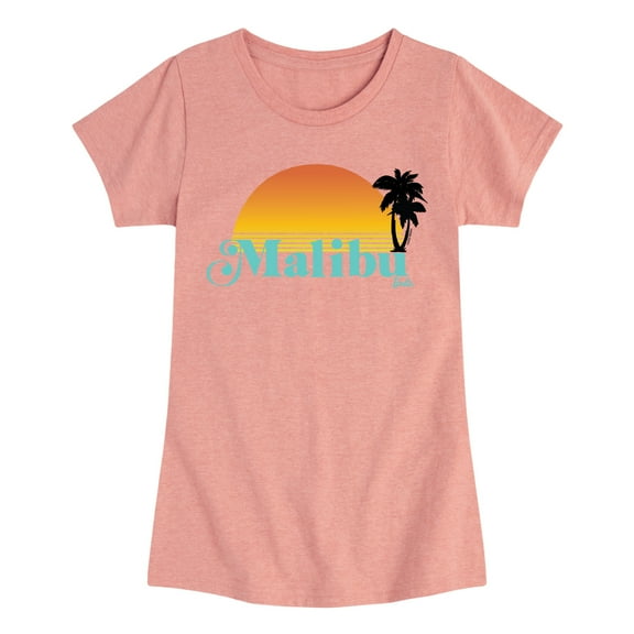 Barbie - Malibu Sunset with Palm Trees - Toddler And Youth Girls Raglan Graphic T-Shirt