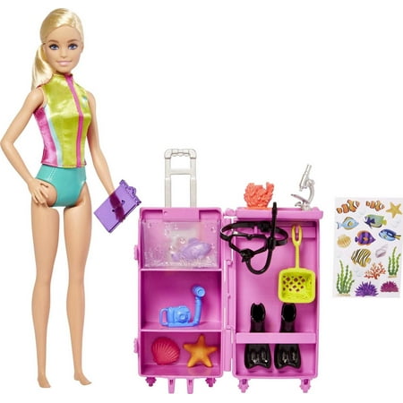 Barbie - Marine Biologist Blonde 8.6" Doll and Playset - Multicolor