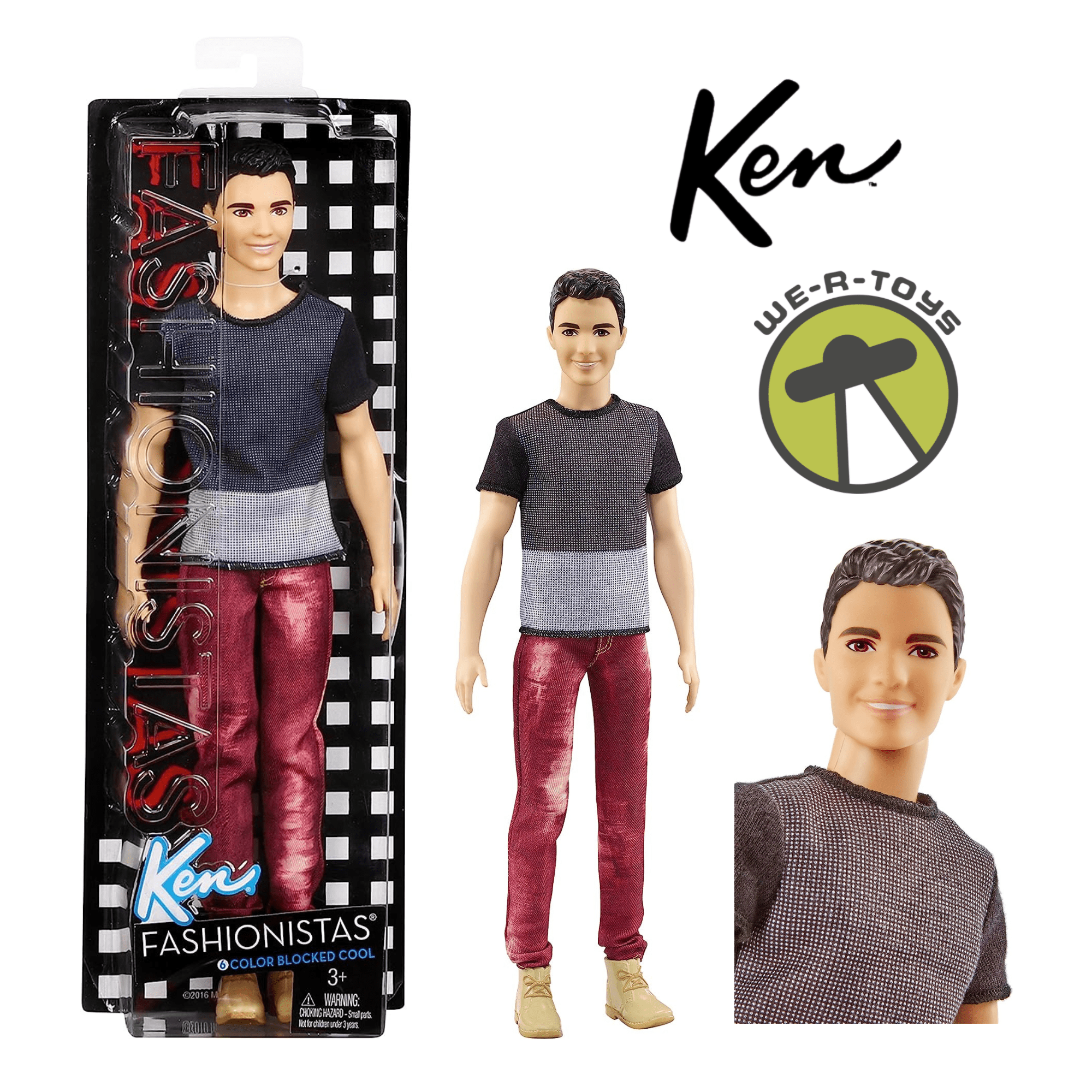 Barbie Fashionistas Ken Color Blocked Cool Doll 2016 Mattel DWK47