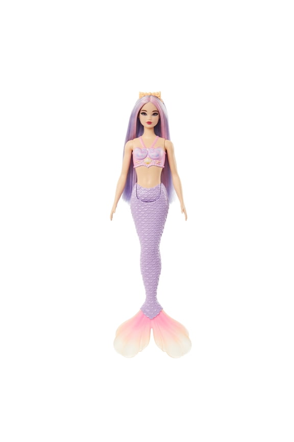 Mermaid Doll with Pink and Lilac Hair, Purple Tail and Headband Accessory