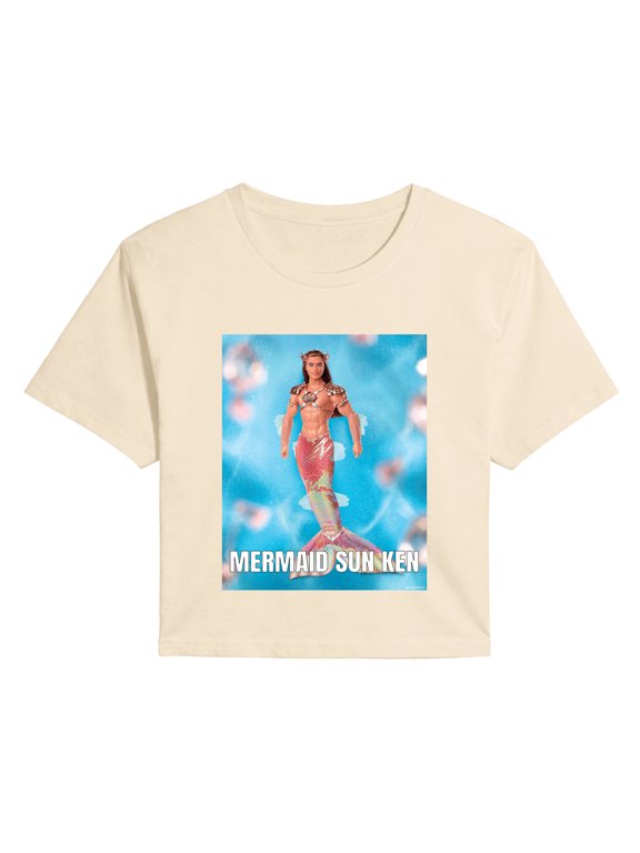 - Mermaid Sun Ken Meme Women's Cropped Graphic T-Shirt