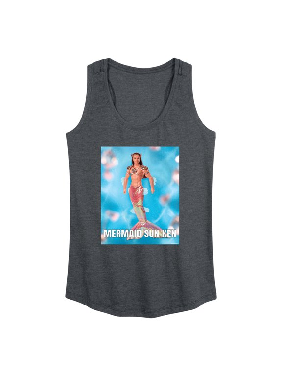 - Mermaid Sun Ken Meme Women's Graphic Racerback Tank