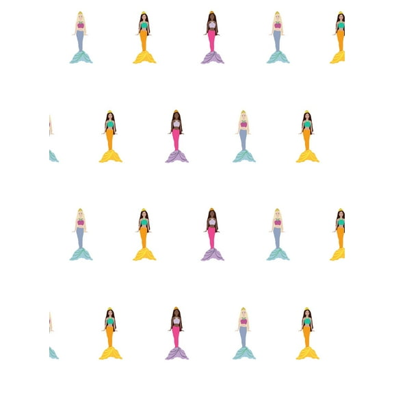 Barbie Mermaids Removable Vinyl Wallpaper, White