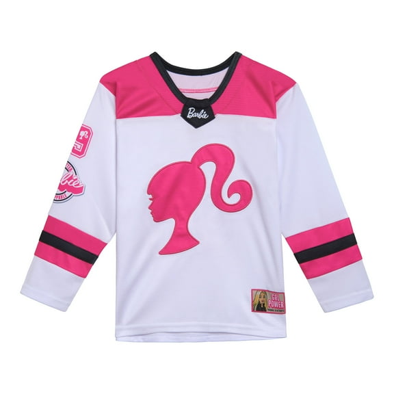 Barbie Mesh Hockey Jersey Long Sleeve T-Shirt Toddler to Big Kid