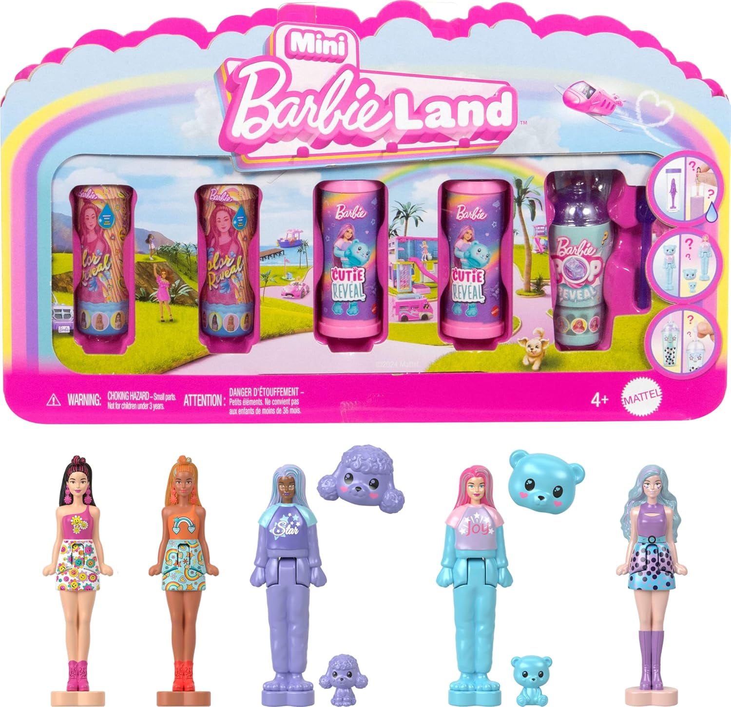 Barbie Mini Barbie Land 5-Pack Pop Reveal Dolls, 1.5-inch Mini Doll (Styles May Vary)