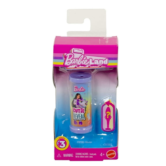 Barbie Mini Barbie Land Color Reveal Mermaid Dolls, 1.5-inch Doll with Surprise Water Reveal (Styles May Vary), Series 3