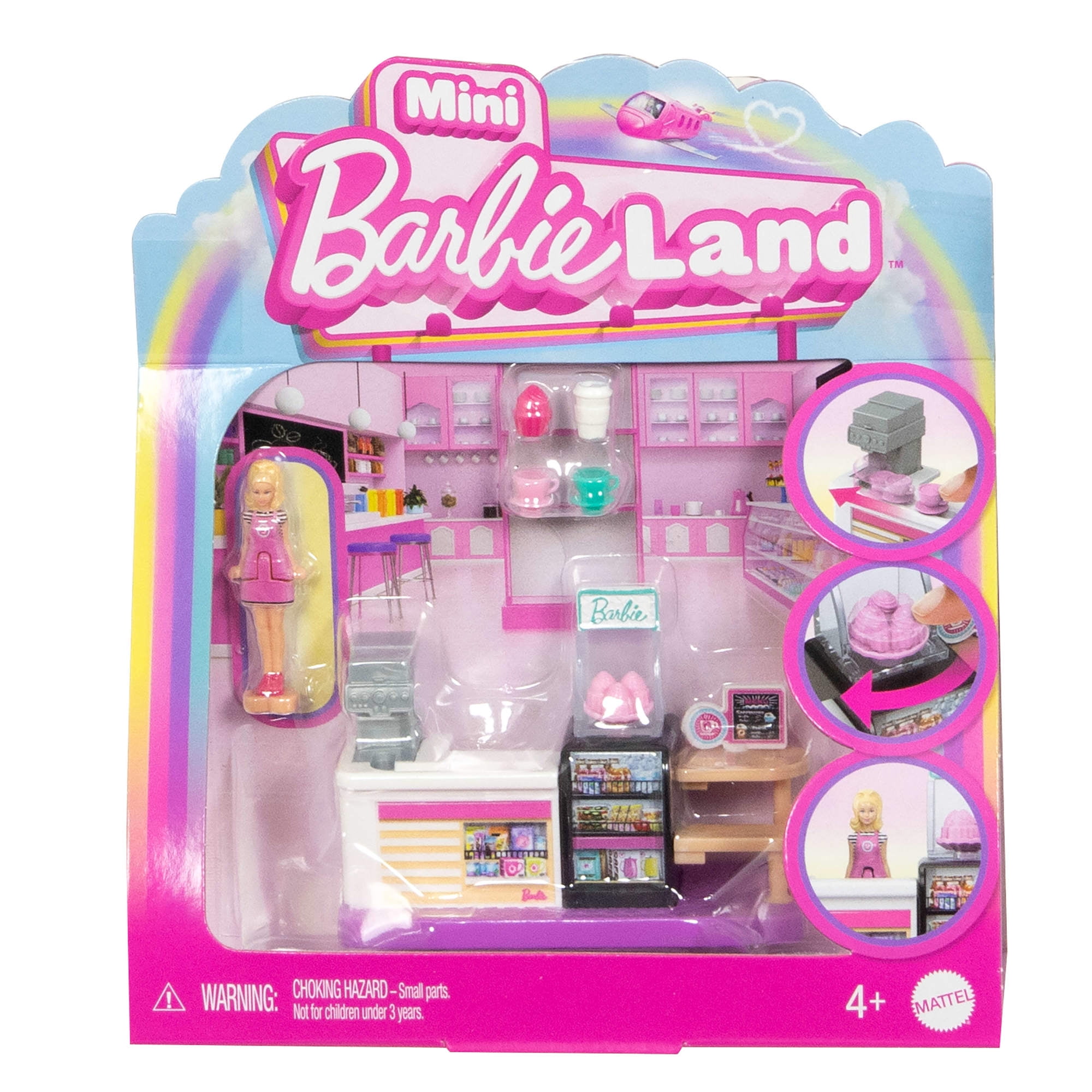 Barbie Mini BarbieLand Collectible Bakery Playset with 1.5-inch Barbie Doll, Interactive Play Areas for Storytelling Fun