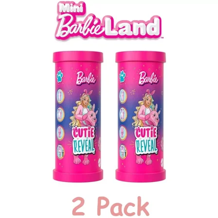 Barbie Mini BarbieLand Cutie Reveal Doll & Pet, 1.5-inch Color Dream Series (Styles May Vary) 2 PACK