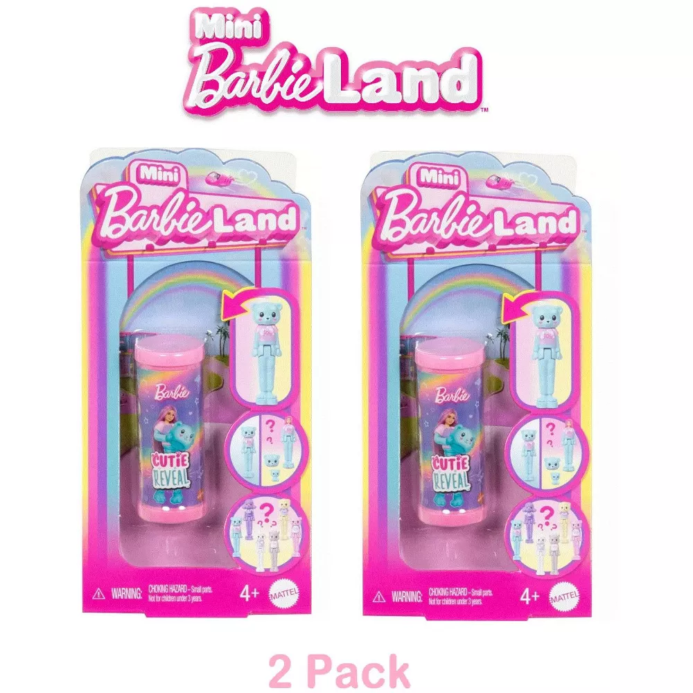 Barbie Mini BarbieLand Cutie Reveal Doll & Pet, 1.5-inch Cozy Cute