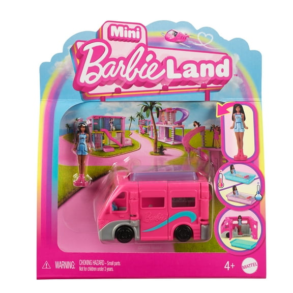 Barbie Mini BarbieLand Doll & Toy Vehicle Set, 1.5-inch Barbie Doll & DreamCamper