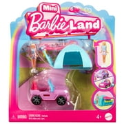 Barbie Mini BarbieLand Doll & Vehicle Set with 1.5 inch Doll، Color-Change SUV & Tent Accessory